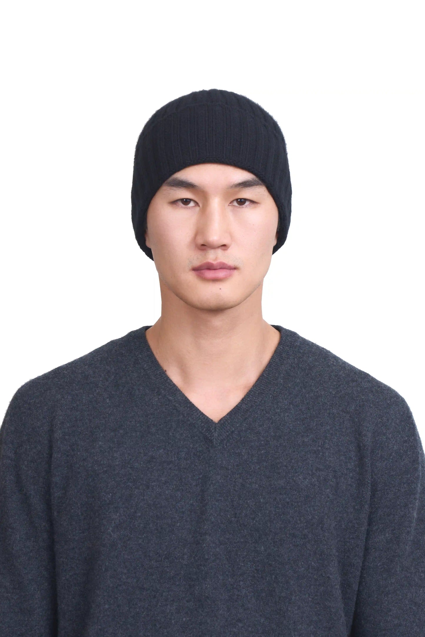 Black Fisherman Cashmere Beanie